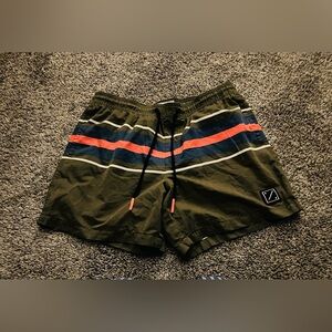 American Eagle Striped Swim Shorts with Drawstring, side pockets